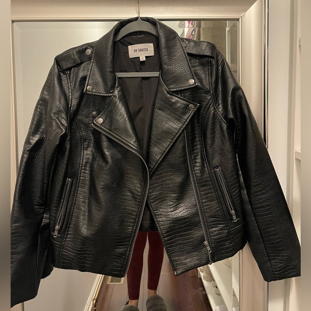 Moto Snake Faux Leather Jacket